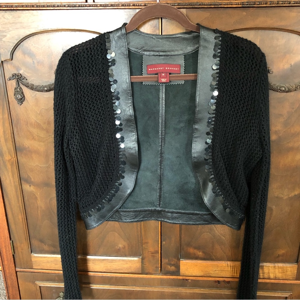 Margaret Godfrey Leather and Knit Cardigan